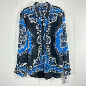 Apt 9 women’s placed print button front shirt long sleeve v-neck casual top